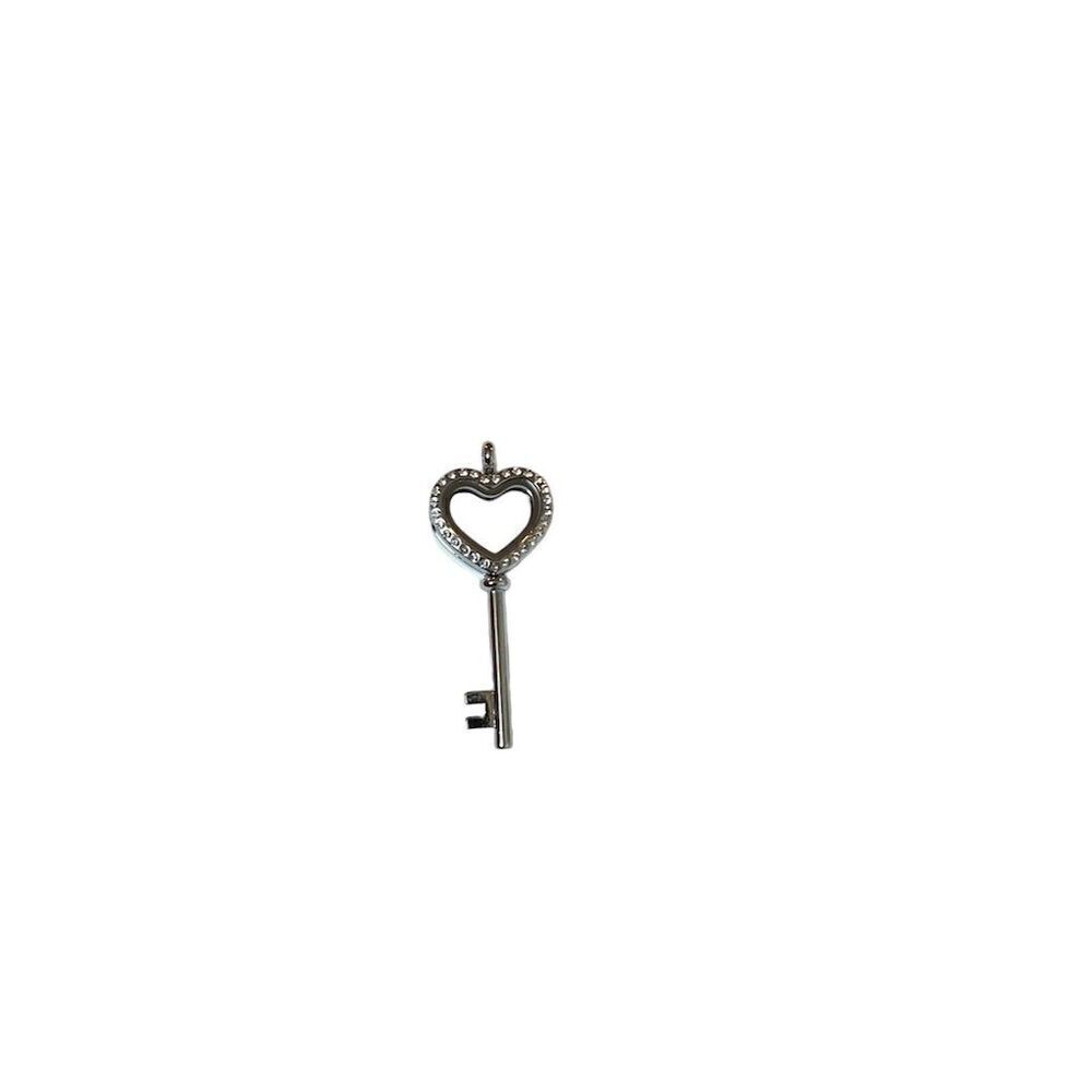Silver Heart Key Pendant with Rhinestones - Picture 4 of 4